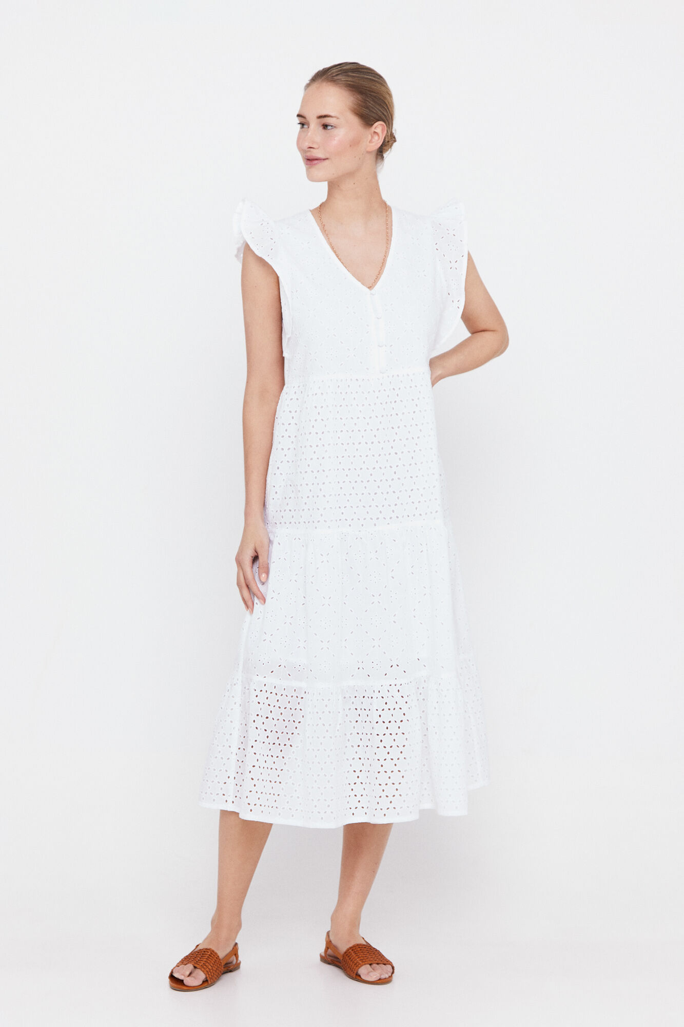 Vestido longo e evasê - Branco