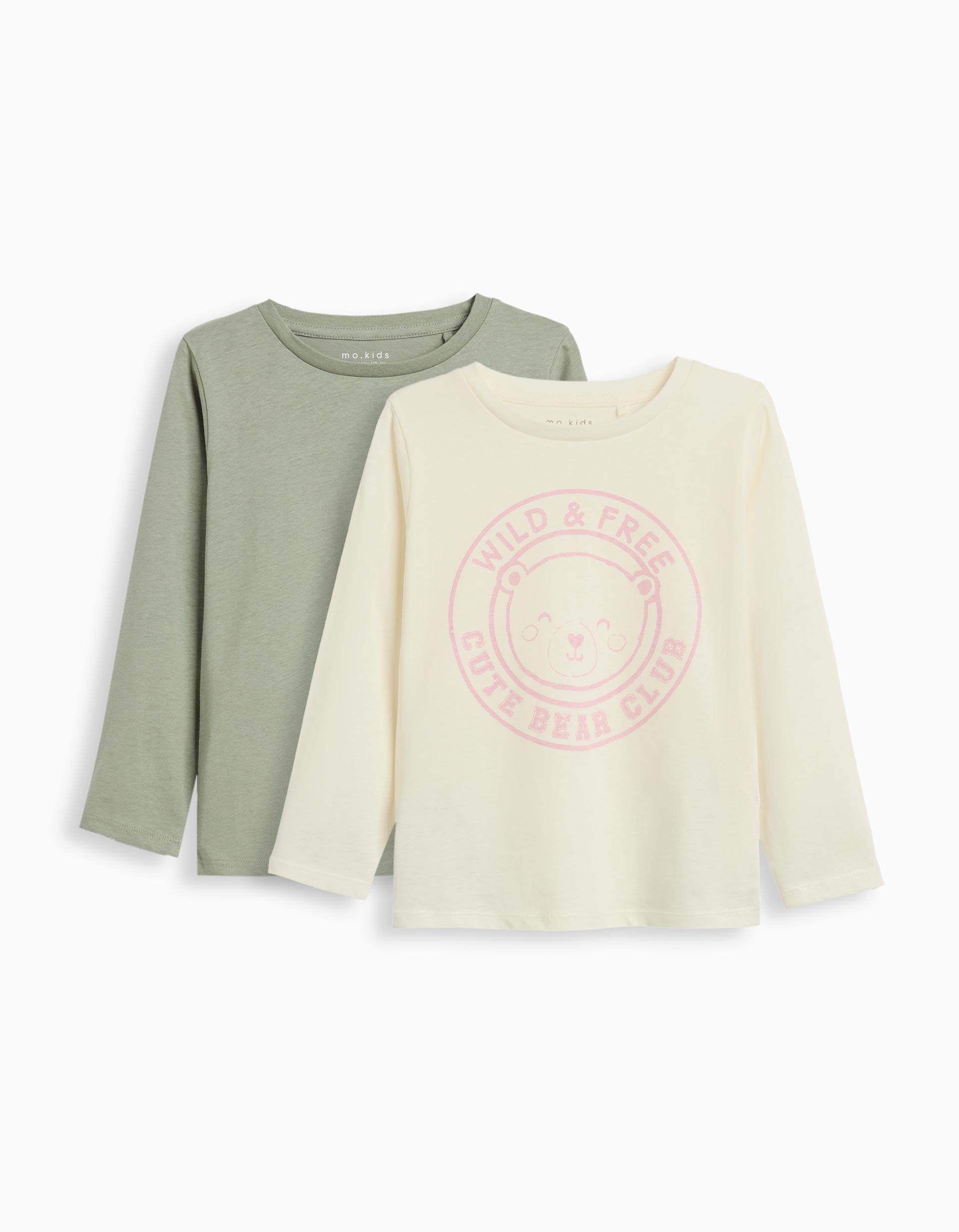 Pack 2 T-shirts de Manga Comprida, Menina,Branco