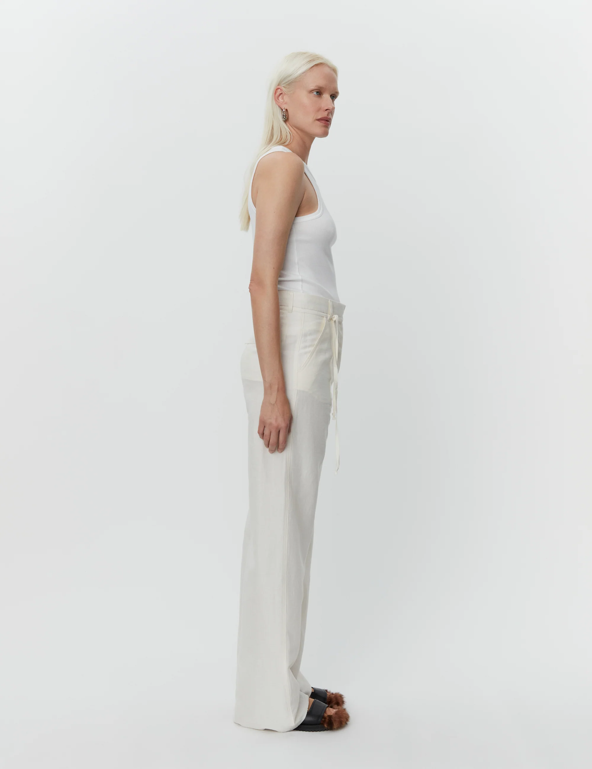 DAY Birger et Mikkelsen  Terri Solid Linen bukser - Cloud Cream