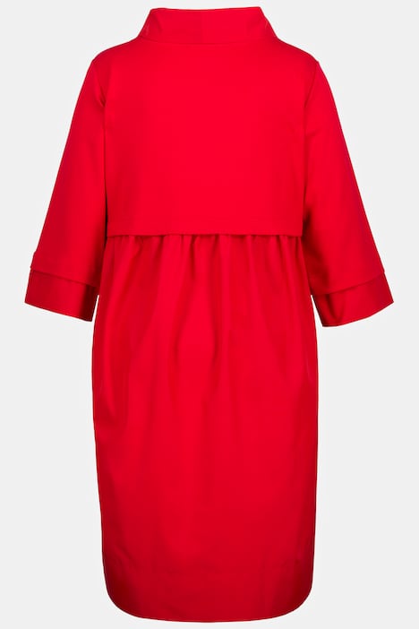 Kleid, Lagenlook, A-Linie, Stehkragen, 3/4-Arm