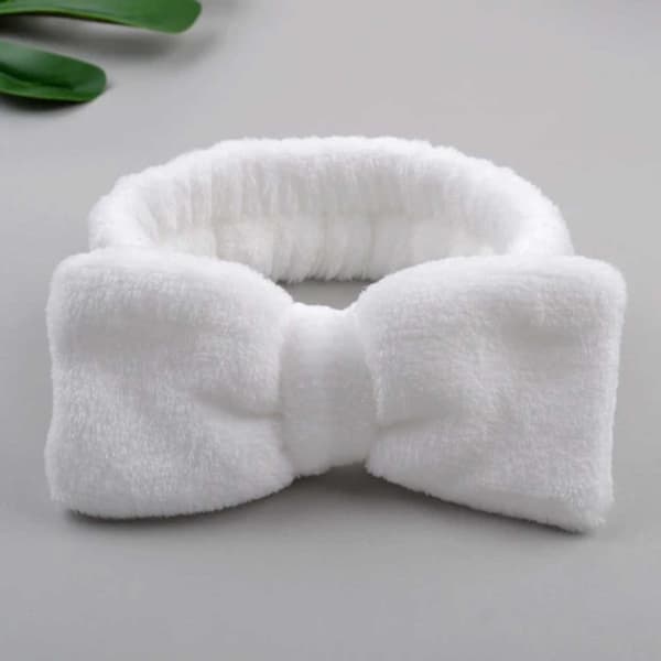 Make Up Band med Bow Hair Band for Face Wash Facial Wire White Band White