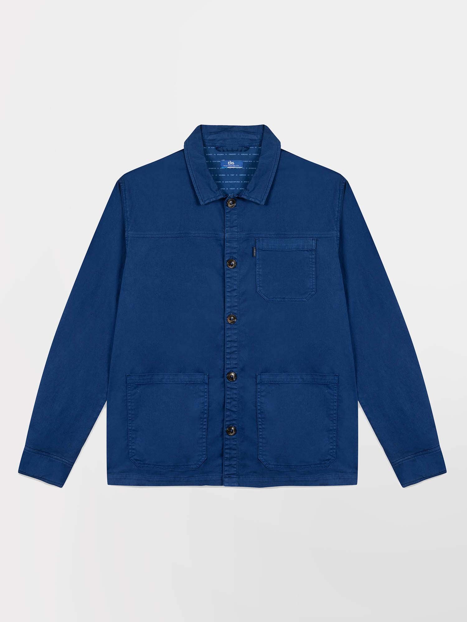 Veste Homme Boutonnée Coton Bleu Foncé