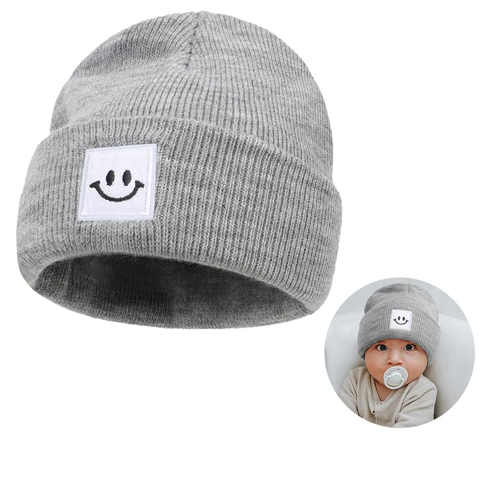 (Gr. S) Kinder Strick Mütze Beanie Winter Kopfbedeckung Fashion Accessoire - Grau