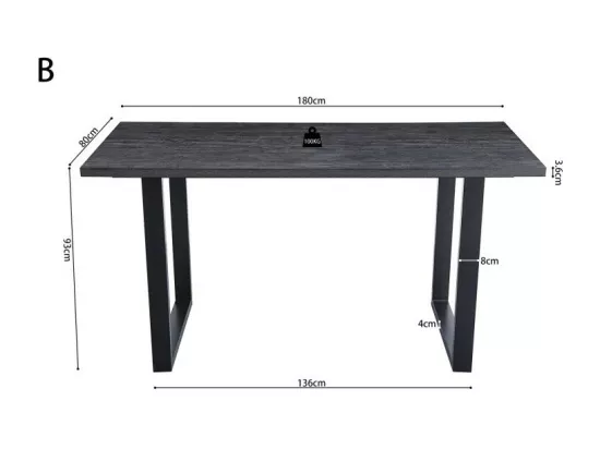 Table à manger haute EDWAR longueur 180cm en décor brun foncé, idéal pour une salle à manger conviviale