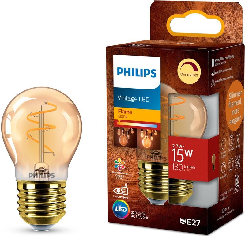Philips LED Kogellamp Spiraal Goud - 15 W - E27 - Dimbaar extra warmwit licht