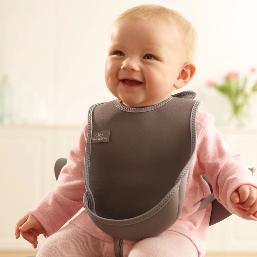 Bibetta Neopren-Lätzchen UltraBib® Dinosaurier warmes grau, 2 Stück