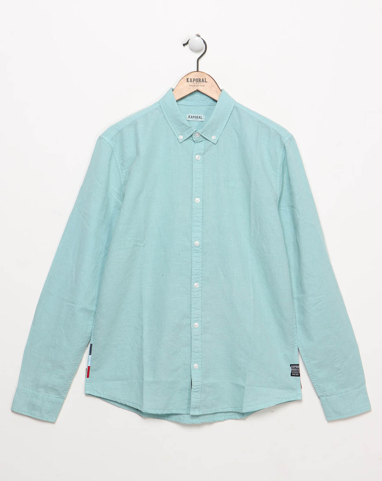 Kaporal 5 Chemise droite en Coton & Lin Wolfe turquoise