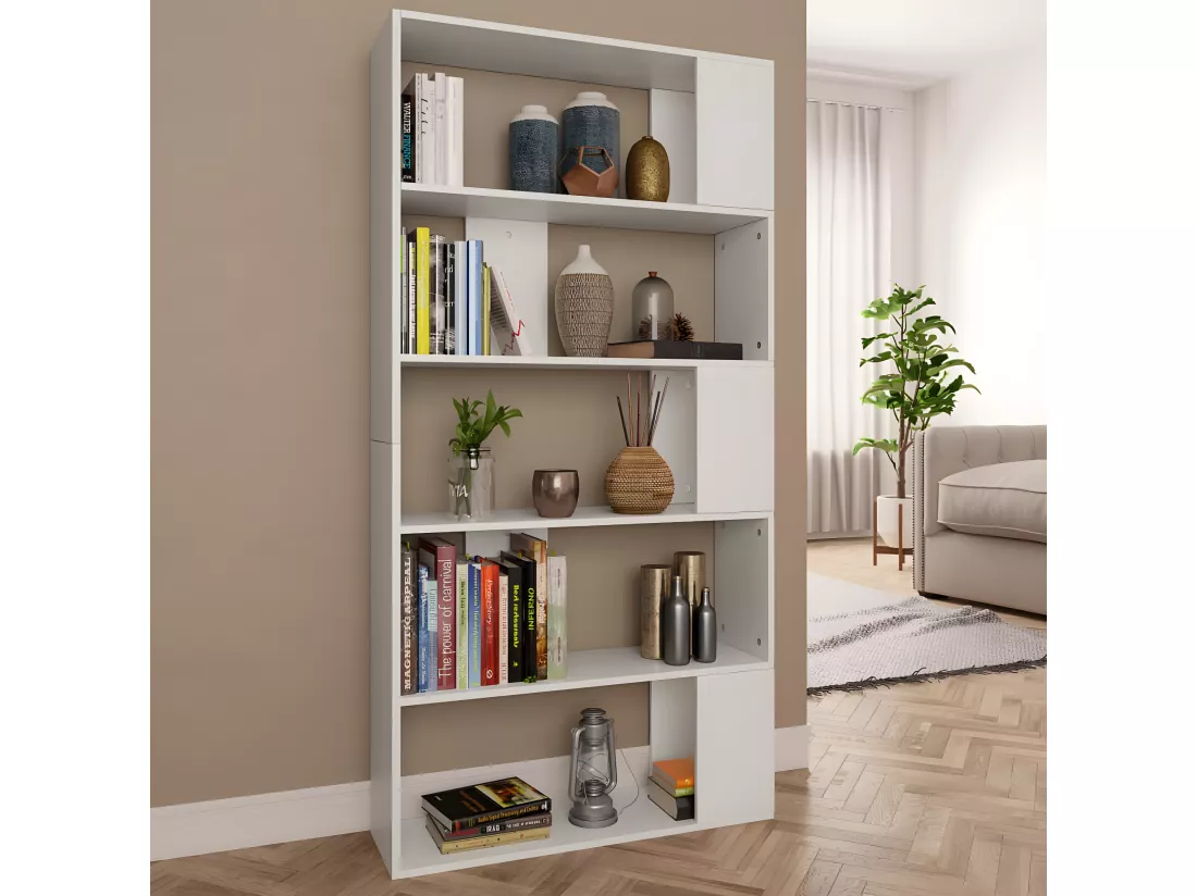 Bibliothèque/Séparateur de pièce Blanc 80x24x159 cm Aggloméré