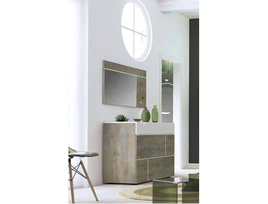 SCIAE - Commode PRADO blanc-bois commode 3 tiroirs