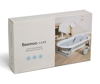 Beemoo CARE Assist Badebalje inkl. Badestøtte & Skyllekanne, Beige