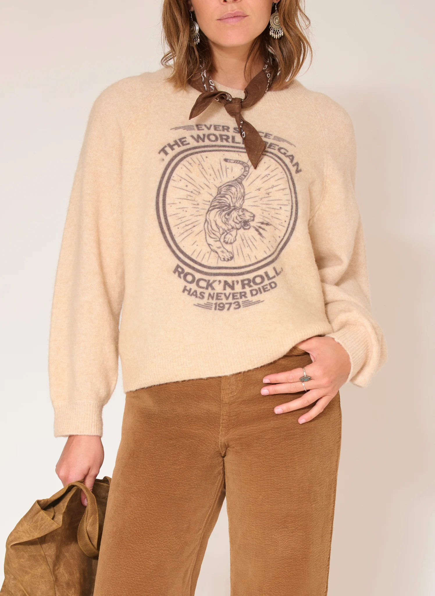 KOSOVO - Pull oversize à col rond | Beige