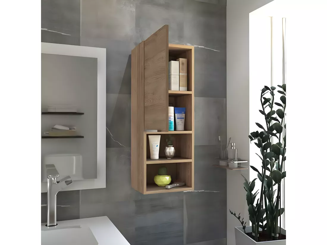 Armoire murale de salle de bain Mila, avec étagères , 81.71 cm X 29.99 cm X 25.50 cm , Beige