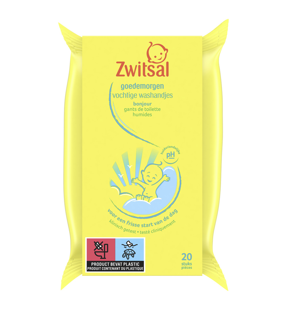 Zwitsal Goedemorgen vochtige washandjes (20 stuks)