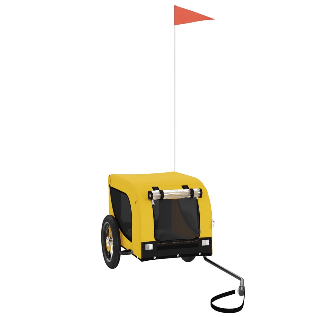 vidaXL Reboque para Bicicleta para Cães em Tecido Oxford de Ferro Amarelo e Preto
