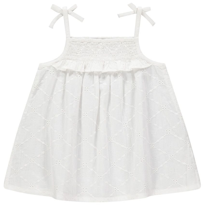 Top en broderie anglaise à fines bretelles - Ecru