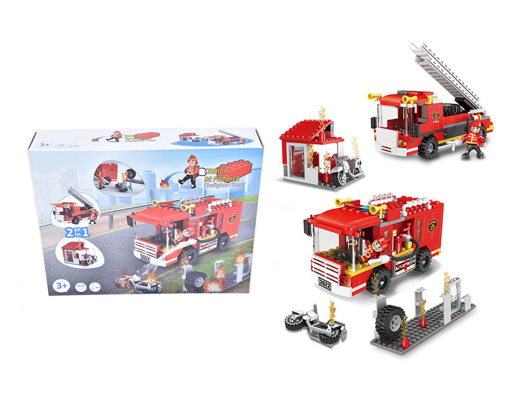 PEÇAS CONSTRUÇÃO 2 EM 1 QUARTEL CARRO BOMBEIROS