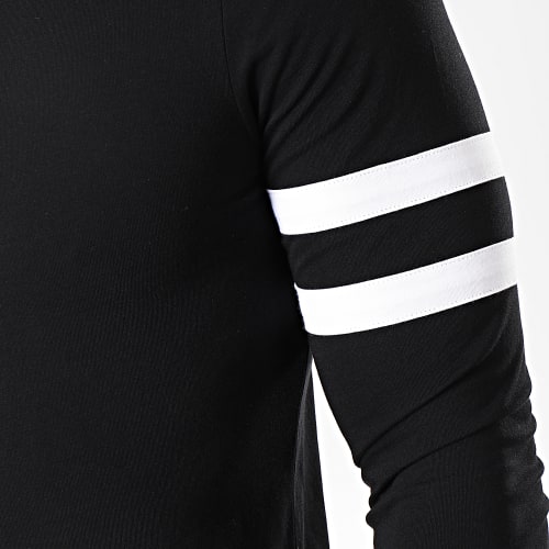 Tee Shirt Manches Longues Avec Bandes Blanches 887 Noir