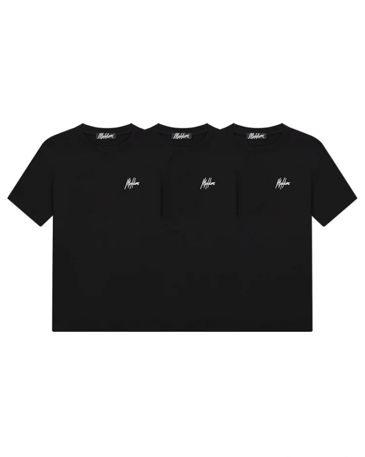 Malelions Signature T-Shirt 3-Pack Heren Zwart/Zwart/Zwart