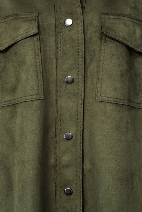 Hemdbluse, oversized, Veloursleder-Optik, Hemdkragen, Langarm