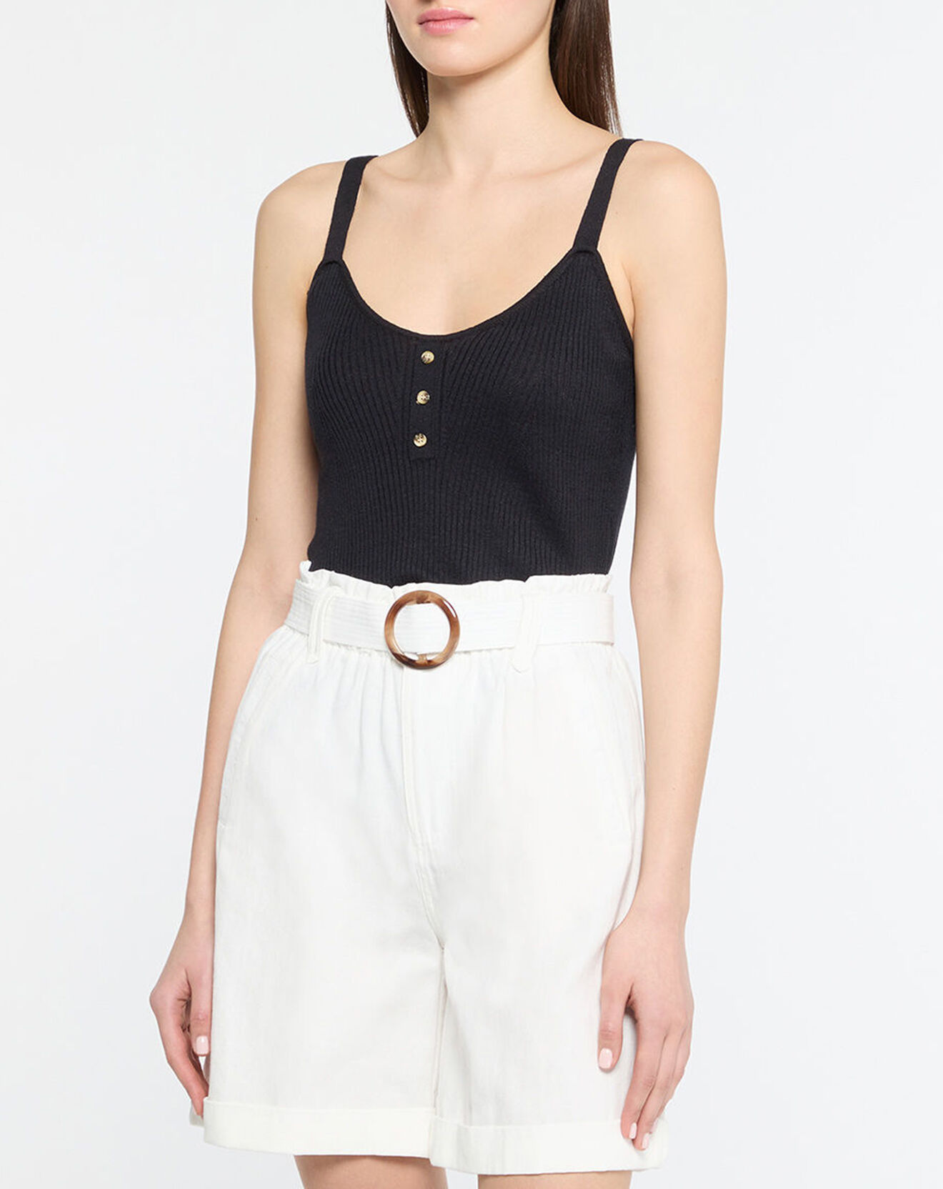 Yerse Top en Lin & Coton Twin noir