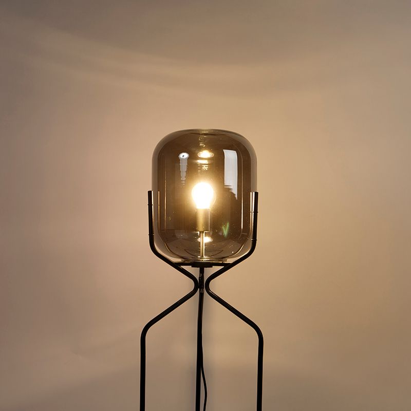 Smart vloerlamp zwart incl. WiFi A60 smoke glas - Bliss