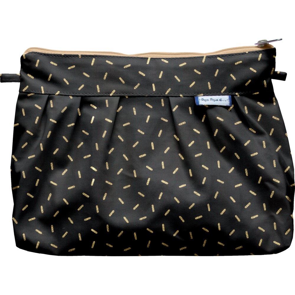 Pochette Plissée Paille Dorée Noir