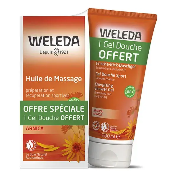 Óleo de Massagem Weleda Duo 200ml + Gel de Banho de Arnica Grátis
