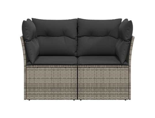 VIDAXL - Canapé de jardin 2 places avec coussins gris résine tressée