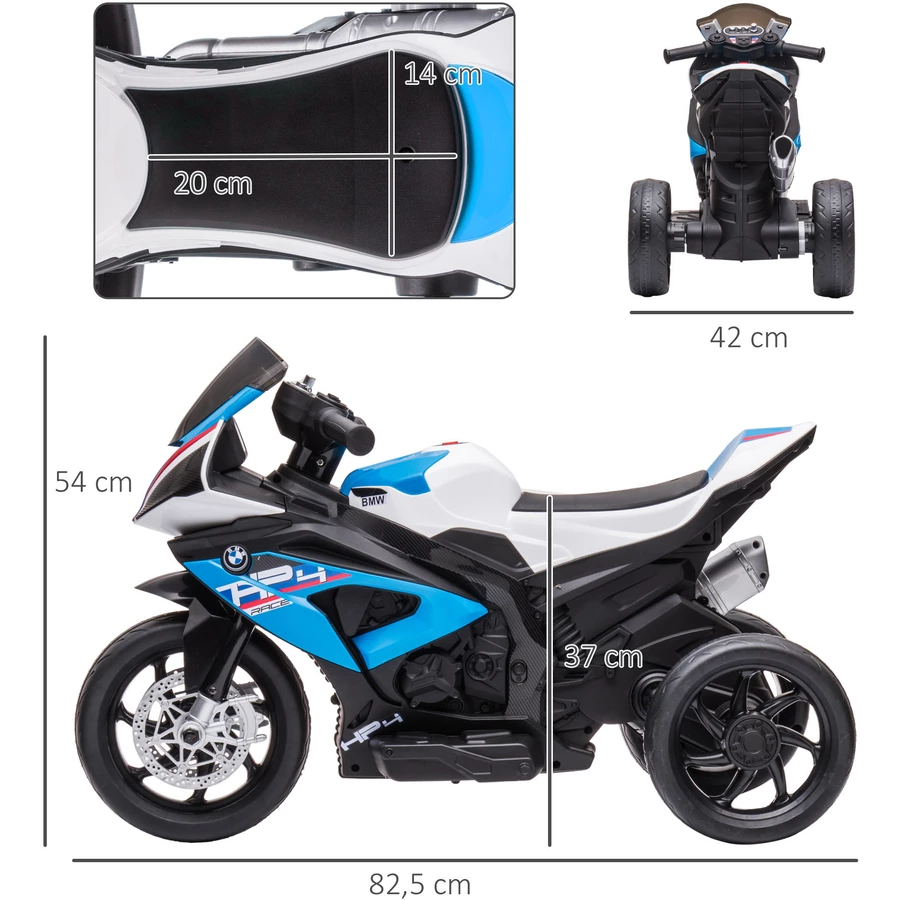 HOMCOM Kinder Elektromotorrad mit 3 Musikmodi blau