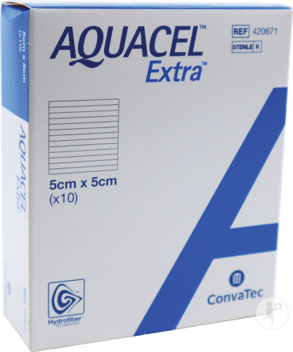 Aquacel Extra Pansement Hydrofiber Avec Renfort Fibre 5x5cm Pièces 10