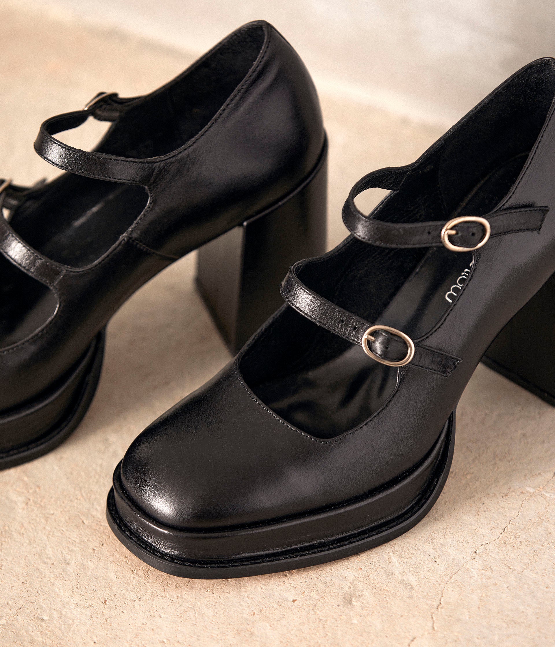 Babies cuir noir Brooke
