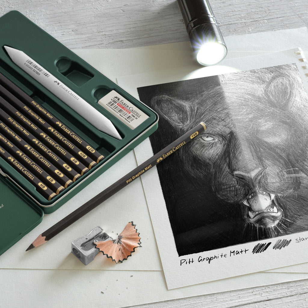Lápis Grafite Pitt Matt Caixa Metal 11 unidades Faber Castell