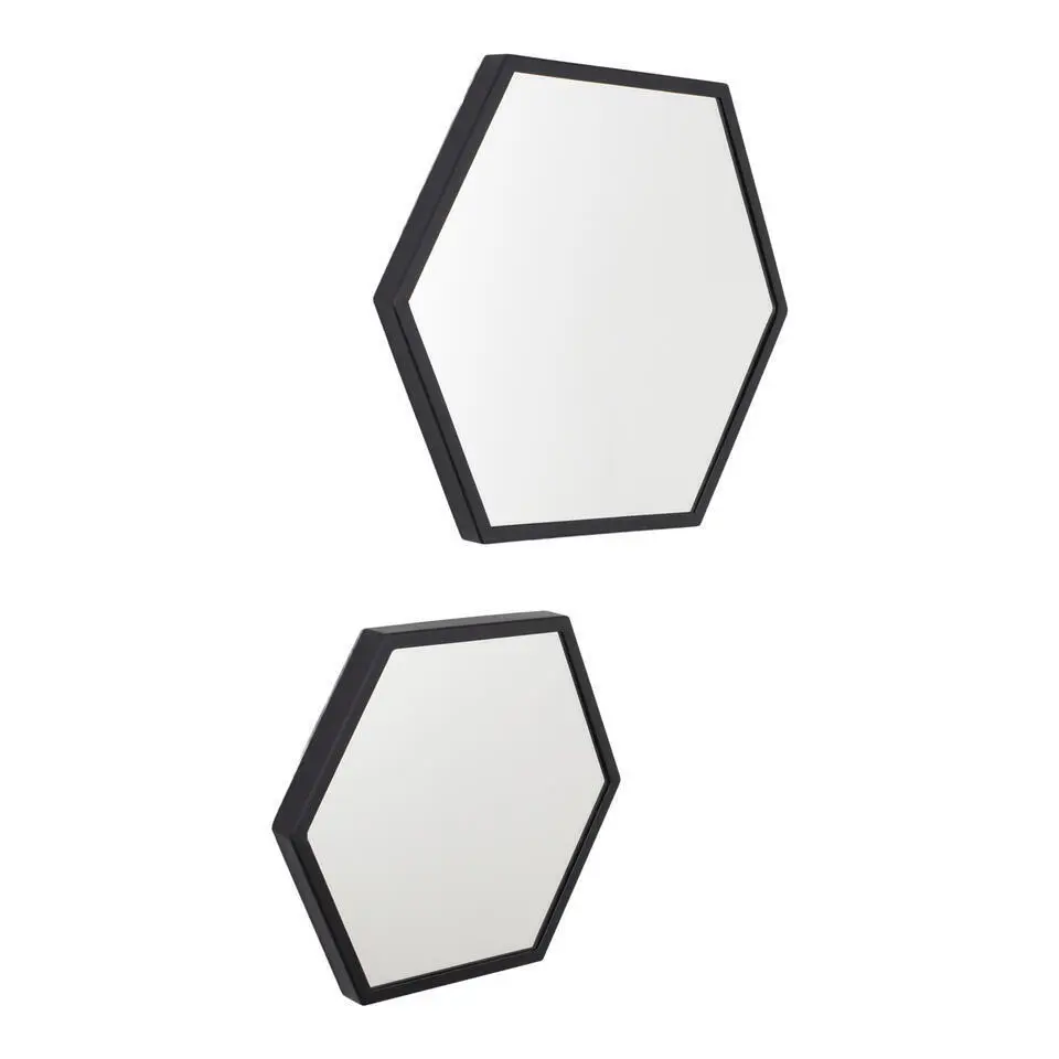 LOFT42 Wandspiegel Zeshoek Small - Zwart - 36x32