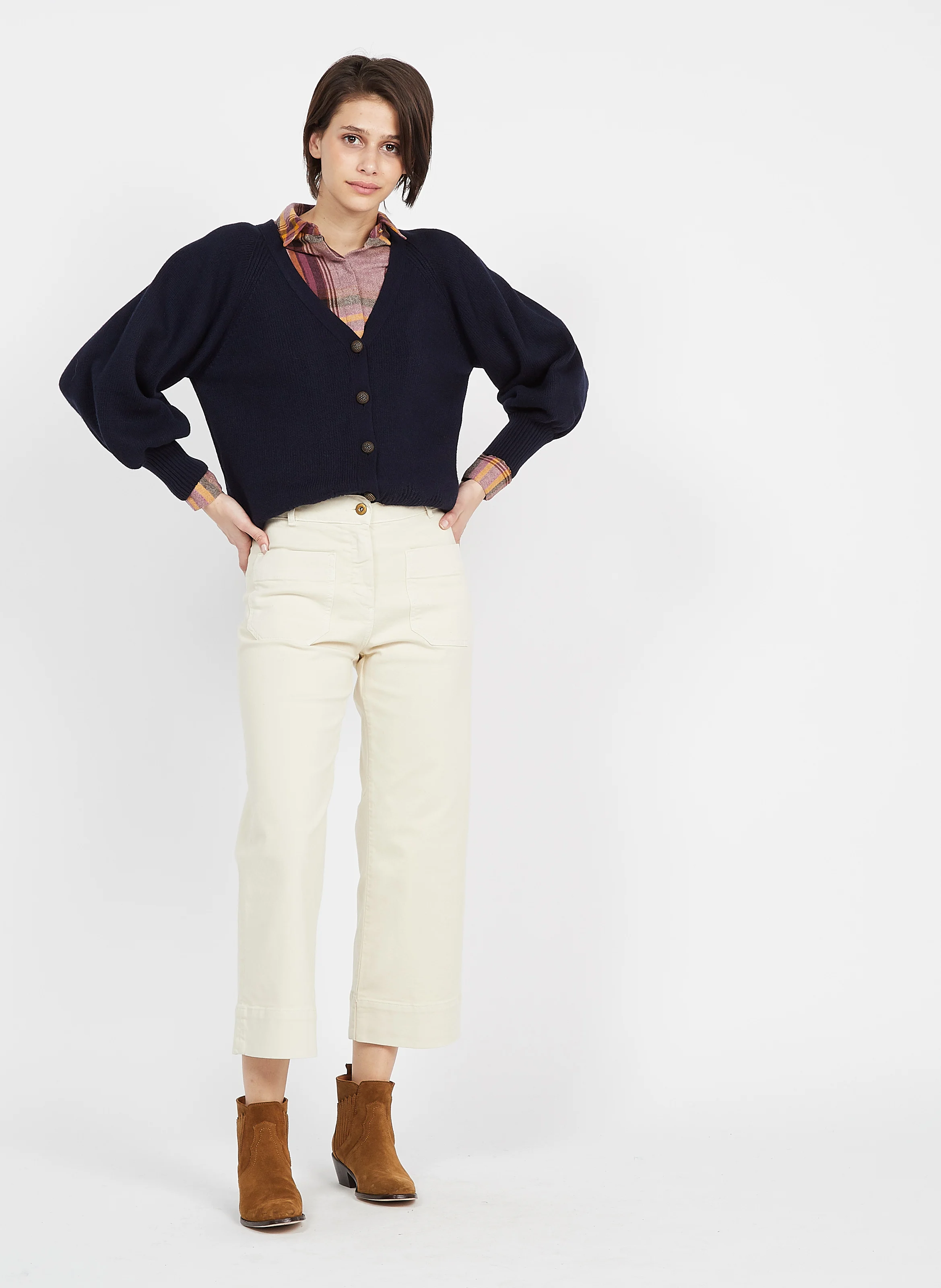 ELLIAS - Pull Col V en laine| Bleu