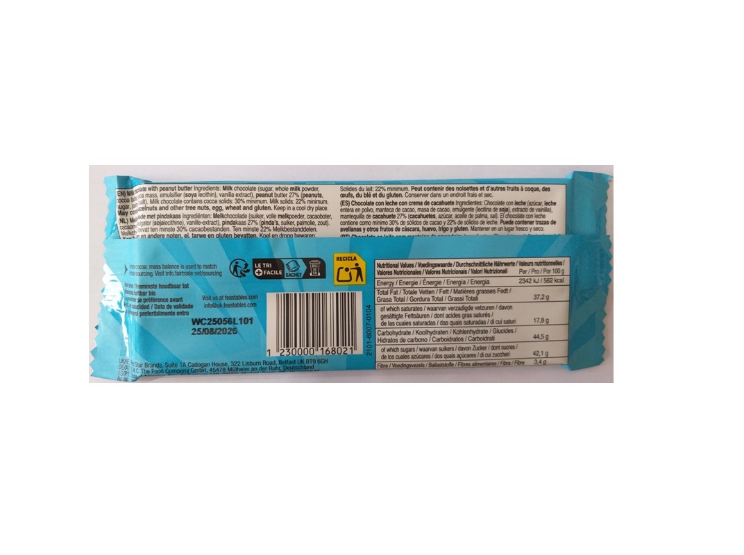 CHOCOLATE FEASTABLES MR. BEAST PEANUT BUTTER 60G