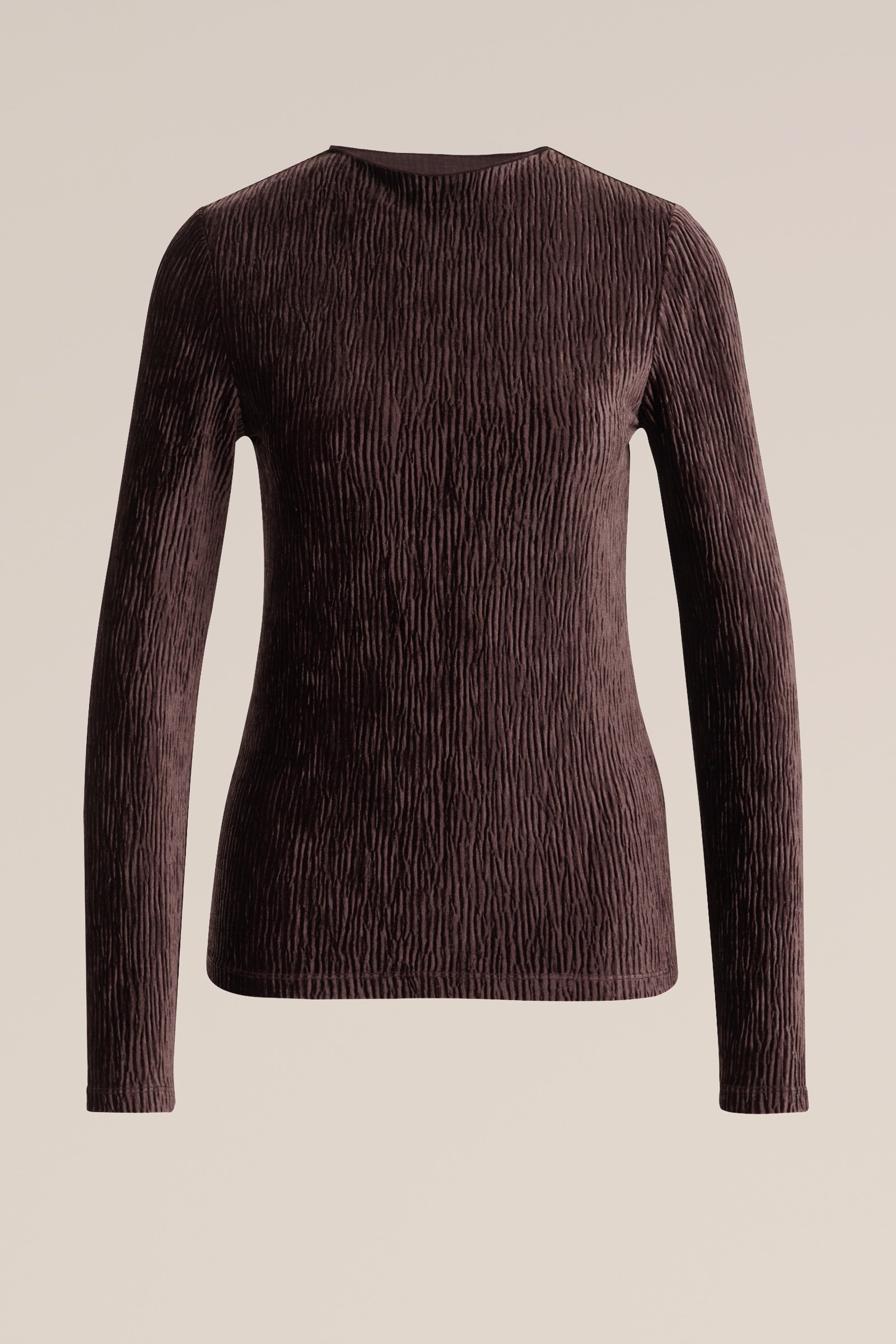 velvet T-shirt met structuur WE Fashion Bruin