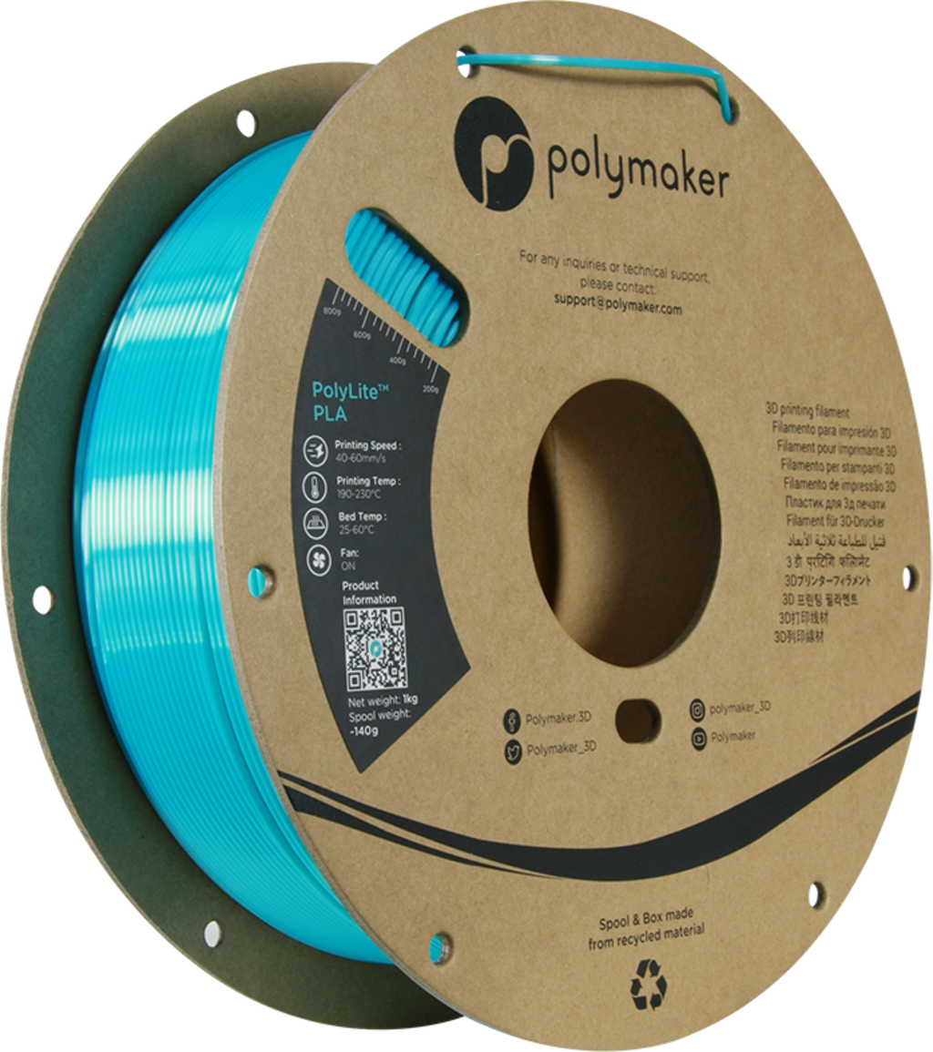Polymaker  PolyLite Silk PLA Light Blue, 1,75 mm / 1000 g    Glänzendes Seidenfilament