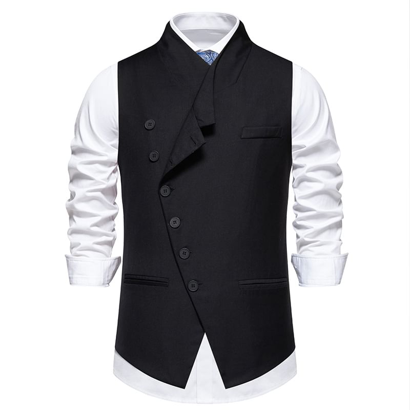YIKES - Opstaande kraag, effen asymmetrisch vest met knoopjes