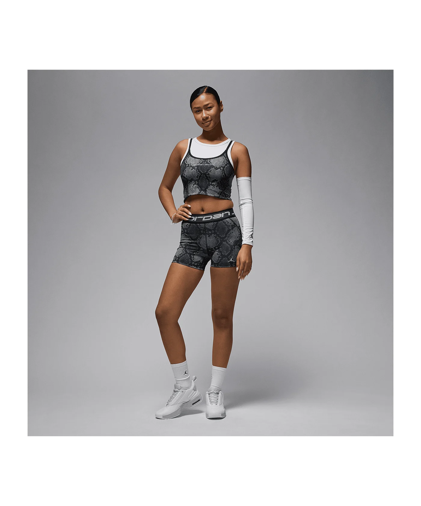 Nike AOP Crop Tanktop Damen Schwarz F010