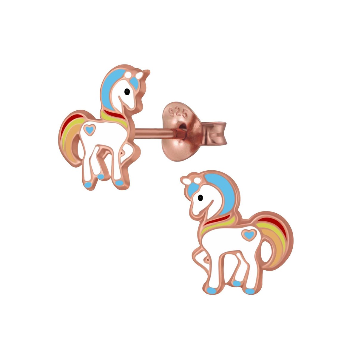 Boucle d'oreille chevaux doré en argent 925/1000