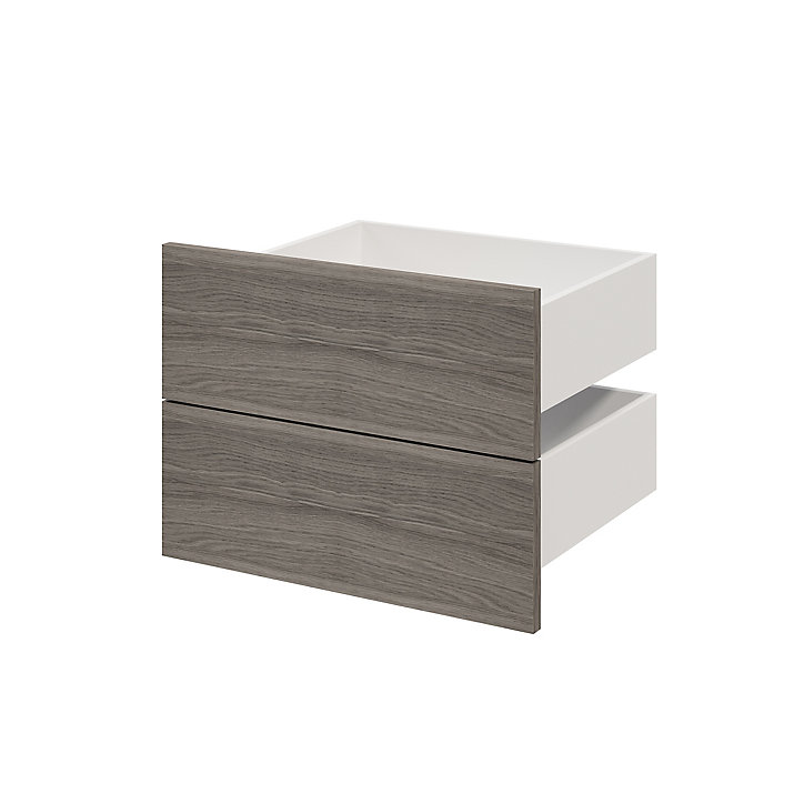 Lot de 2 tiroirs effet chêne grisé GoodHome Atomia H. 18,5 x L. 49,7 x P 39 cm