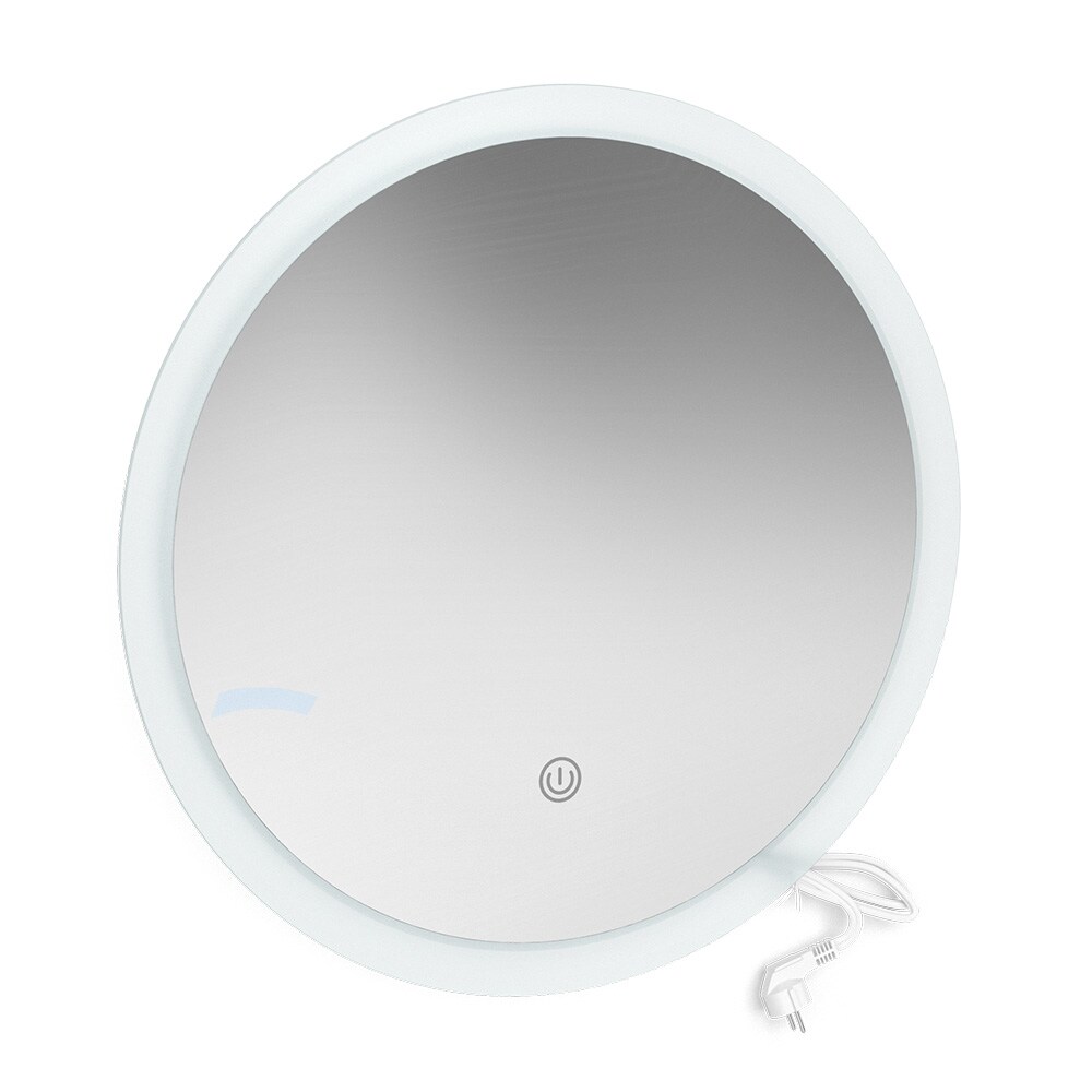 Vicco Badspiegel Rundspiegel LED-Spiegel Weiß 50 cm Badezimmer Spiegel Wandspiegel Badmöbel Hängespiegel Spiegelbeleuchtung Touch-Switch dimmbar rahmenlos