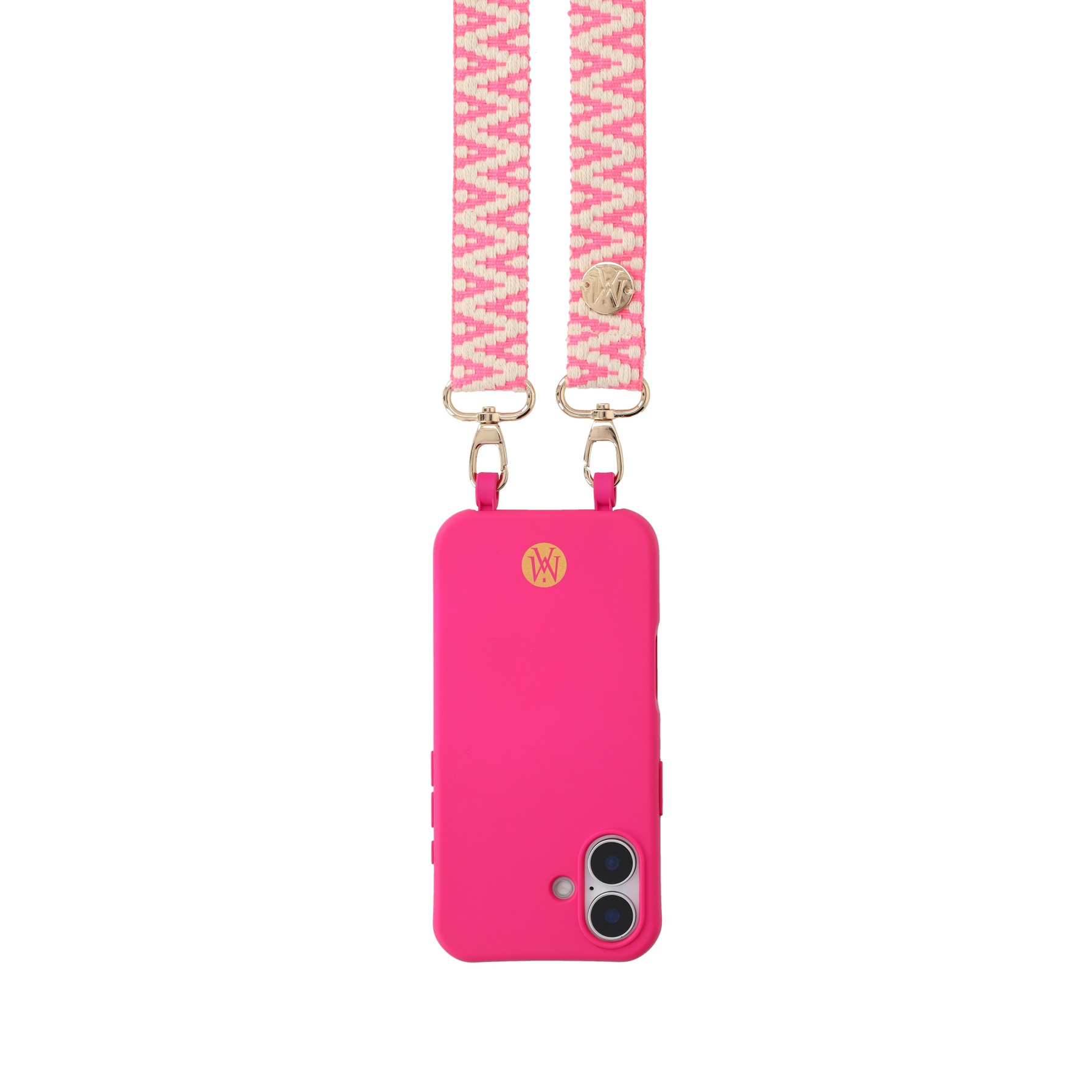 Handyband Handgemachtes Umhängeband für Handyhüllen Aztec Gold - Ecru / Fluo Pink Assos