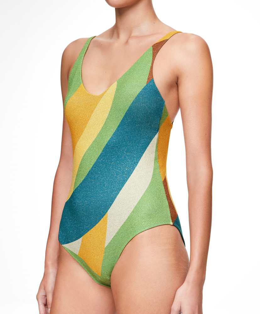 Maiô triangular jacquard brilhante