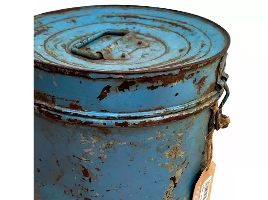 Bidon en metal bleu 23x23x29h