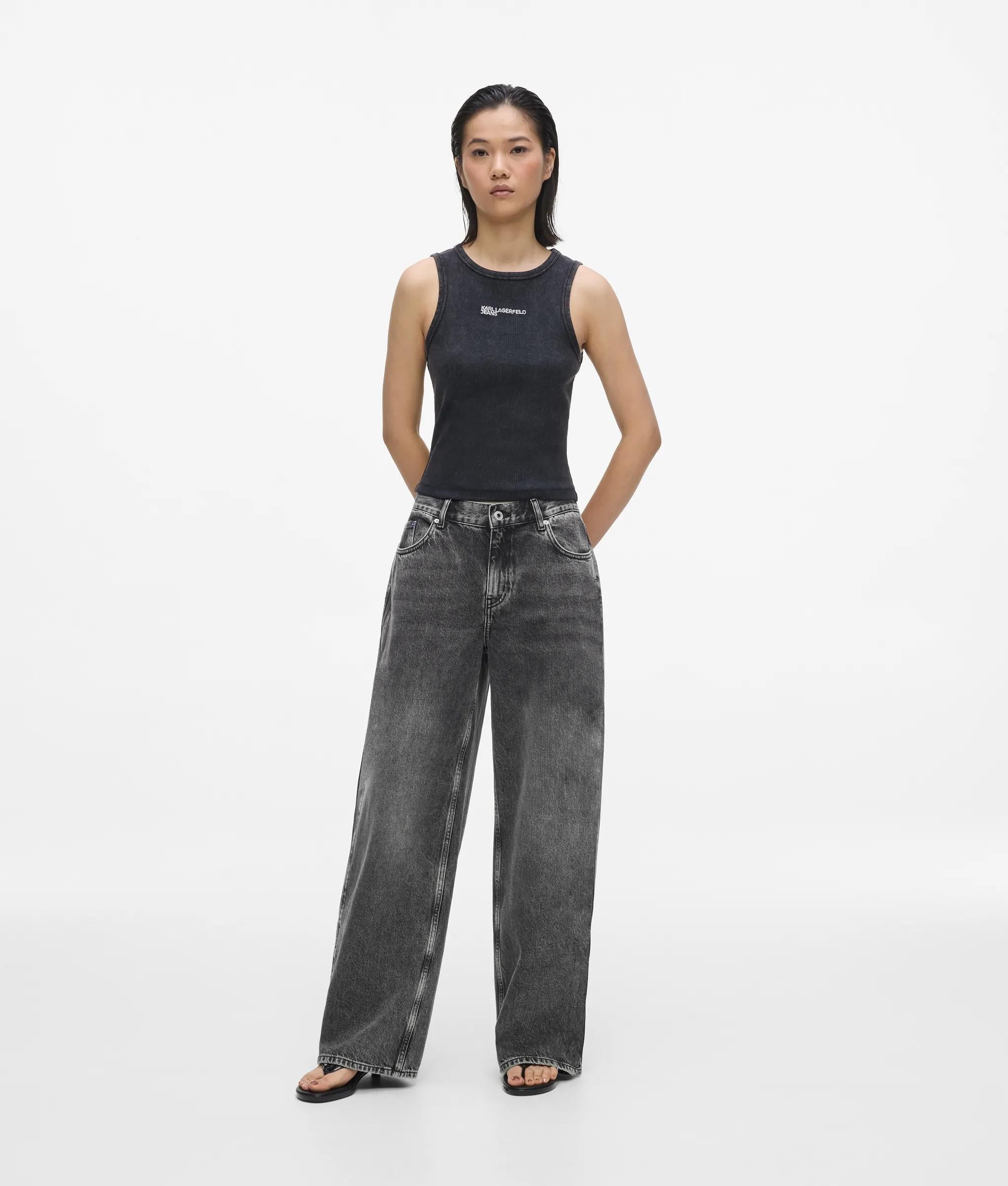 Flexibele wijde jeans met lage taille