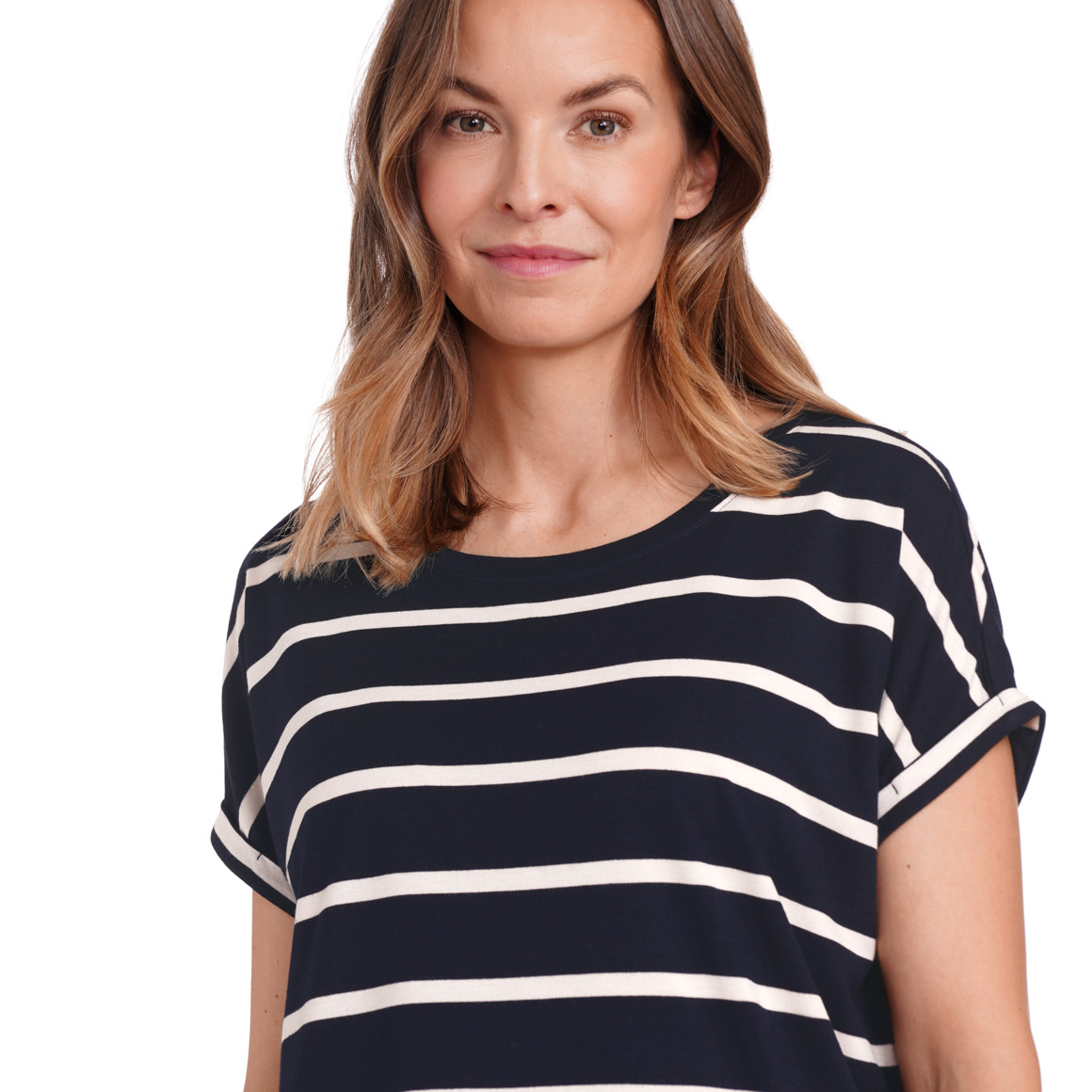 Gina Benotti Damen T-Shirt mit Streifen dunkelblau / weiss