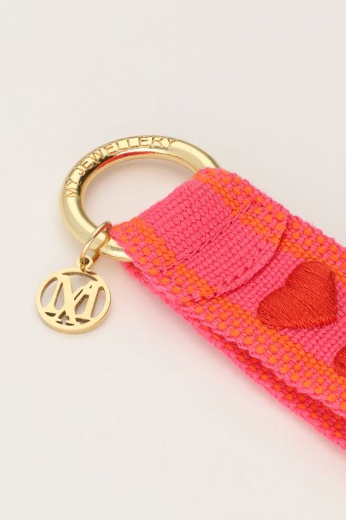 Roze sleutelhanger met hartjes