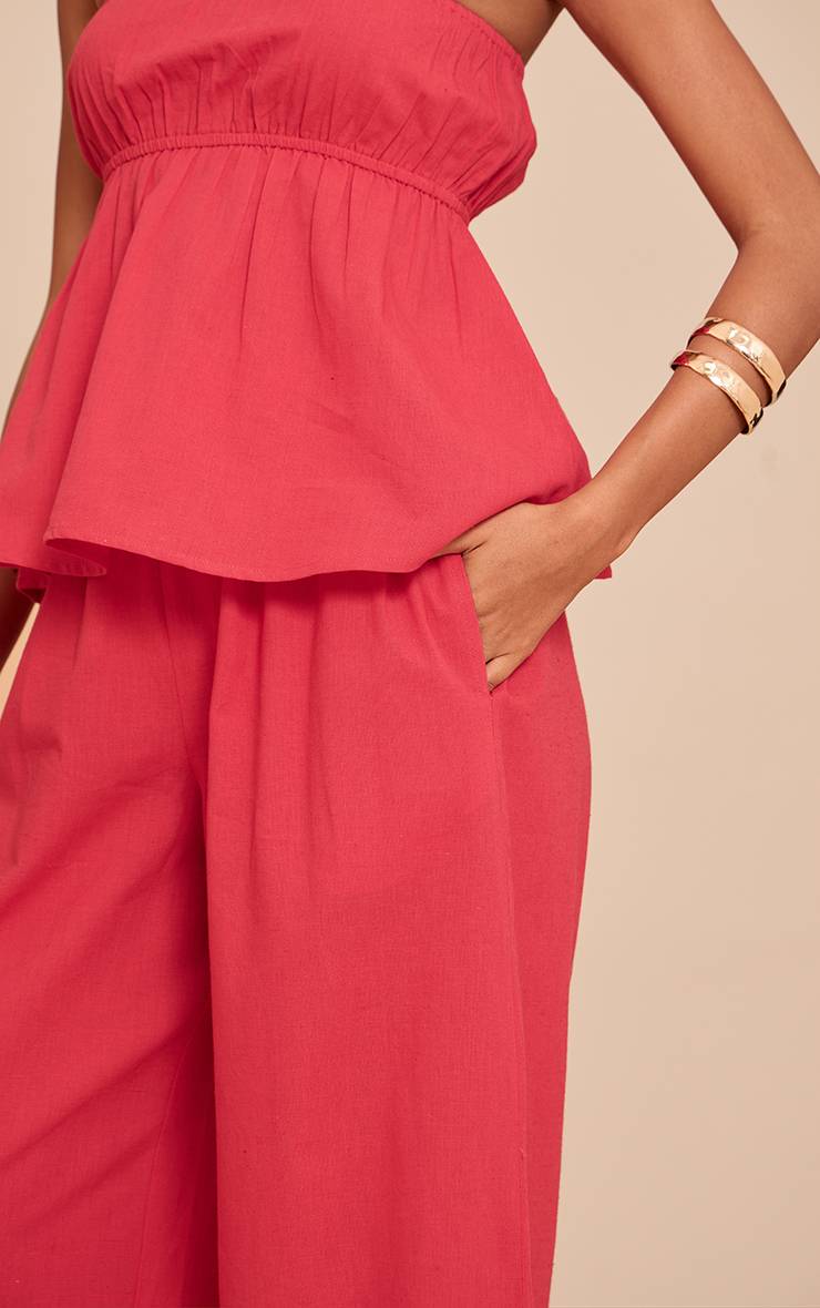 Rouge Tomate Pantalon Fluide À Jambes Larges