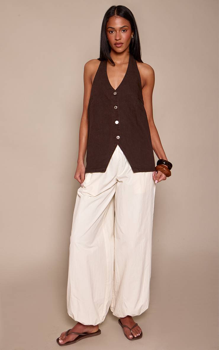 Chocolat Gilet En Jean Col Halter Pour Grande Taille